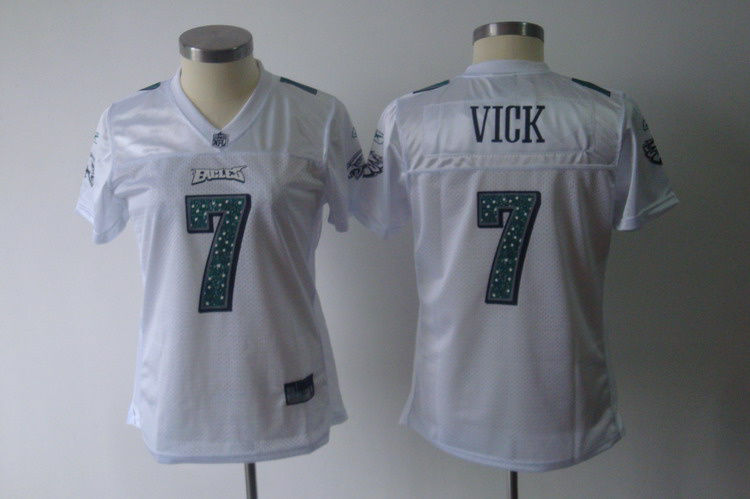 Eagles #7 Michael Vick White Women's Sweetheart Stitched NFL Jersey